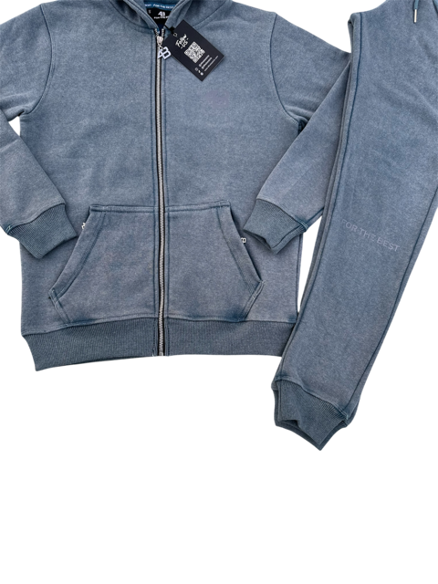 ACID WASHED TRACKSUIT - DENIM BLUE
