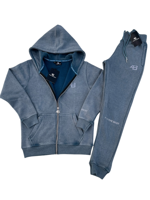 ACID WASHED TRACKSUIT - DENIM BLUE