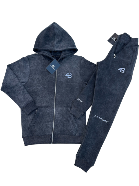 ACID WASHED TRACKSUIT - CHARCOAL BLACK