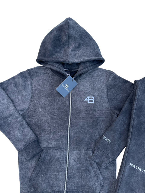 ACID WASHED TRACKSUIT - CHARCOAL BLACK