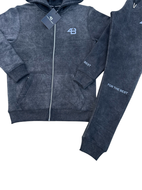 ACID WASHED TRACKSUIT - CHARCOAL BLACK
