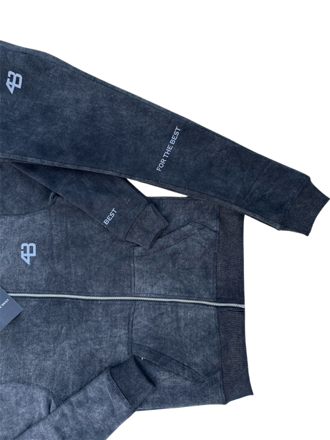 ACID WASHED TRACKSUIT - CHARCOAL BLACK
