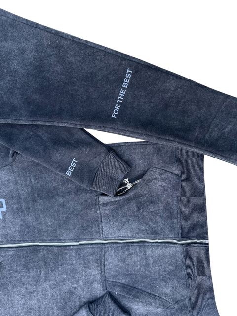 ACID WASHED TRACKSUIT - CHARCOAL BLACK