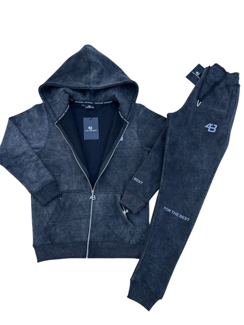 ACID WASHED TRACKSUIT - CHARCOAL BLACK