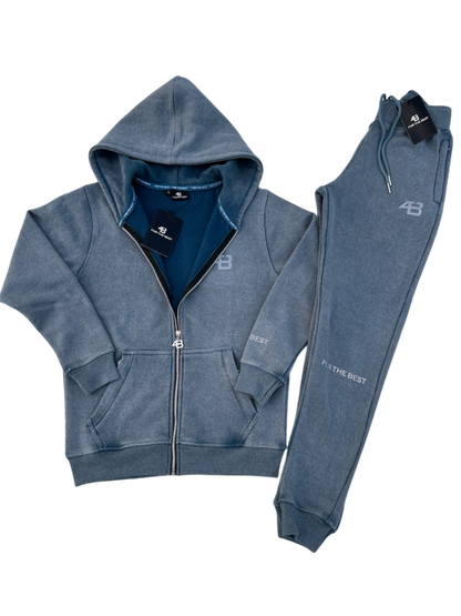 ACID WASHED TRACKSUIT - DENIM BLUE