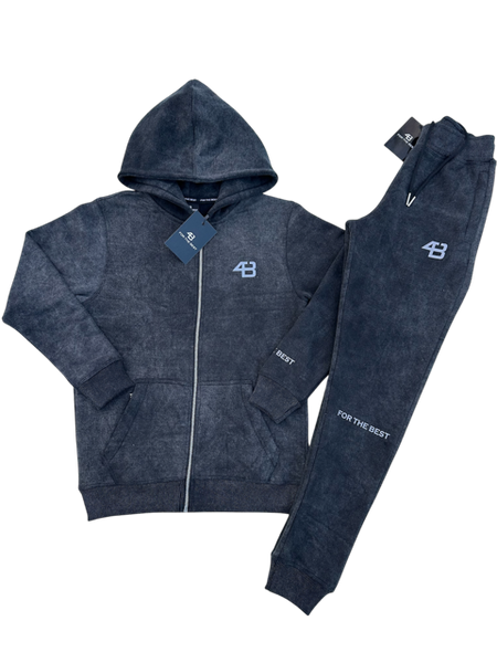 ACID WASHED TRACKSUIT - CHARCOAL BLACK