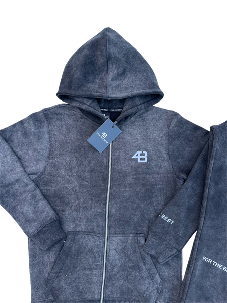 ACID WASHED TRACKSUIT - CHARCOAL BLACK