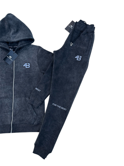 ACID WASHED TRACKSUIT - CHARCOAL BLACK