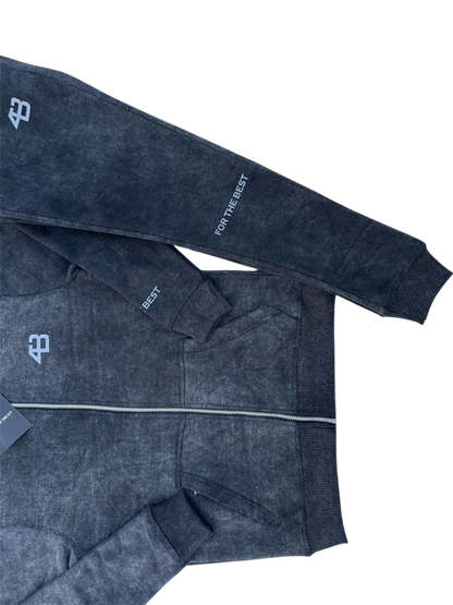 ACID WASHED TRACKSUIT - CHARCOAL BLACK