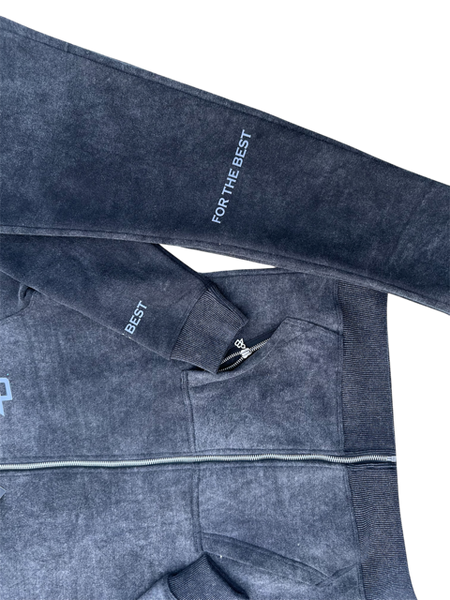 ACID WASHED TRACKSUIT - CHARCOAL BLACK