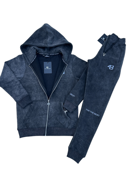 ACID WASHED TRACKSUIT - CHARCOAL BLACK